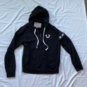 True Religion Skull Graphic Buddha Full Zip Hoodie Black Mens Large